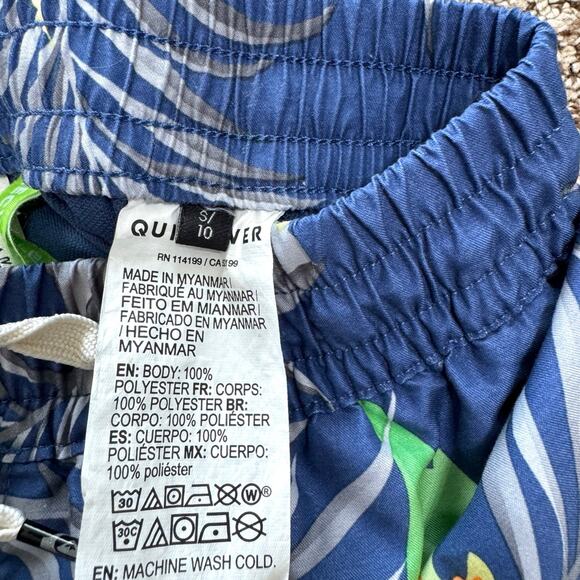 Quiksilver EUC Navy Tropical Print Swim Trunks size 10 boys - Picture 5 of 7